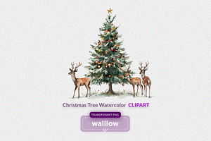 Watercolor Christmas Clipart Set