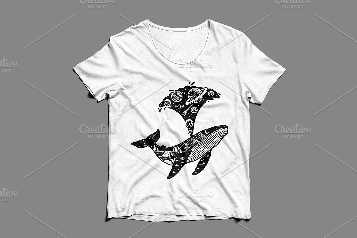 Whale silhouette and natural scenery, an Animal Illustration by gunaonedesign (Photo 3 of 4)