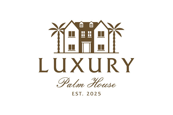 Vintage Retro Luxury Palm House Logo preview 2