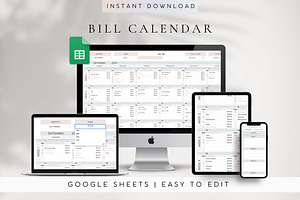 Editable Bill Calendar Google Sheets