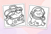 Cozy Cats Coloring Pages #1, an Animal Illustration by Inkivelle Studio (Thumbnail 2 of 3)