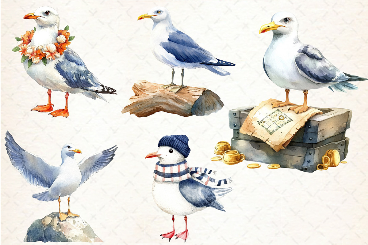 Summer Seagulls Clipart PNG, an Illustration by Libby Wishes (Photo 3 of 4)