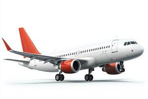 Airplane landing gear down white red, a Transportation Photo by Pixeness Studio