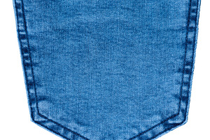 Back pocket of blue jeans on white background, a Beauty & Fashion Photo by ndanko