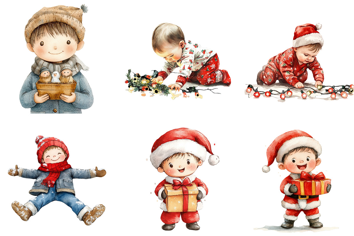 Christmas Boys Clipart, an Illustration by DreamArtGraphic (Photo 3 of 6)