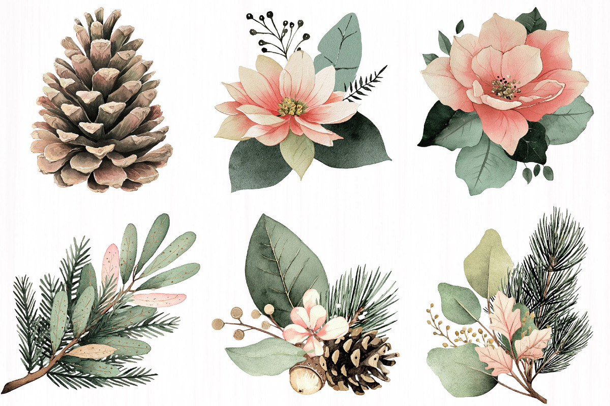 Poinsettia Festive Watercolor Floral, an Illustration by DreamCafeArt (Photo 2 of 7)