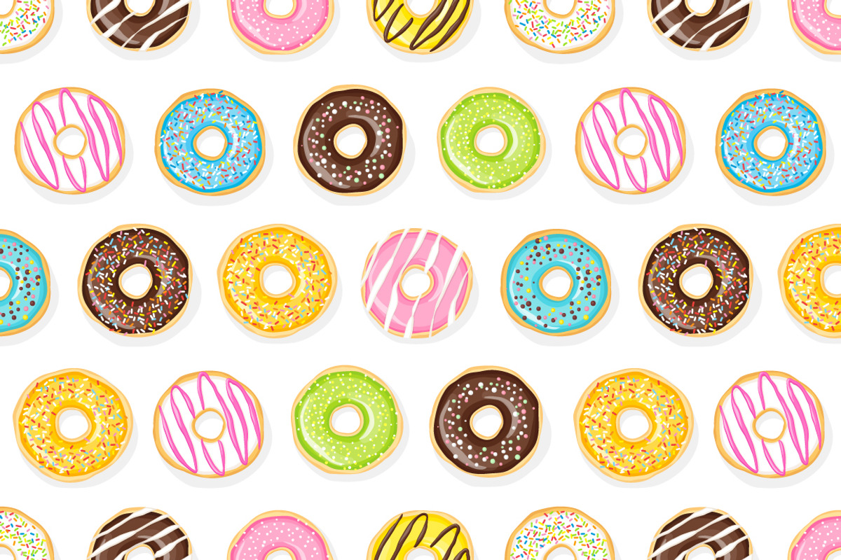 Seamless pattern of tasty donuts., a Pattern Graphic by Evgeniya Dzhumm (Photo 1 of 3)