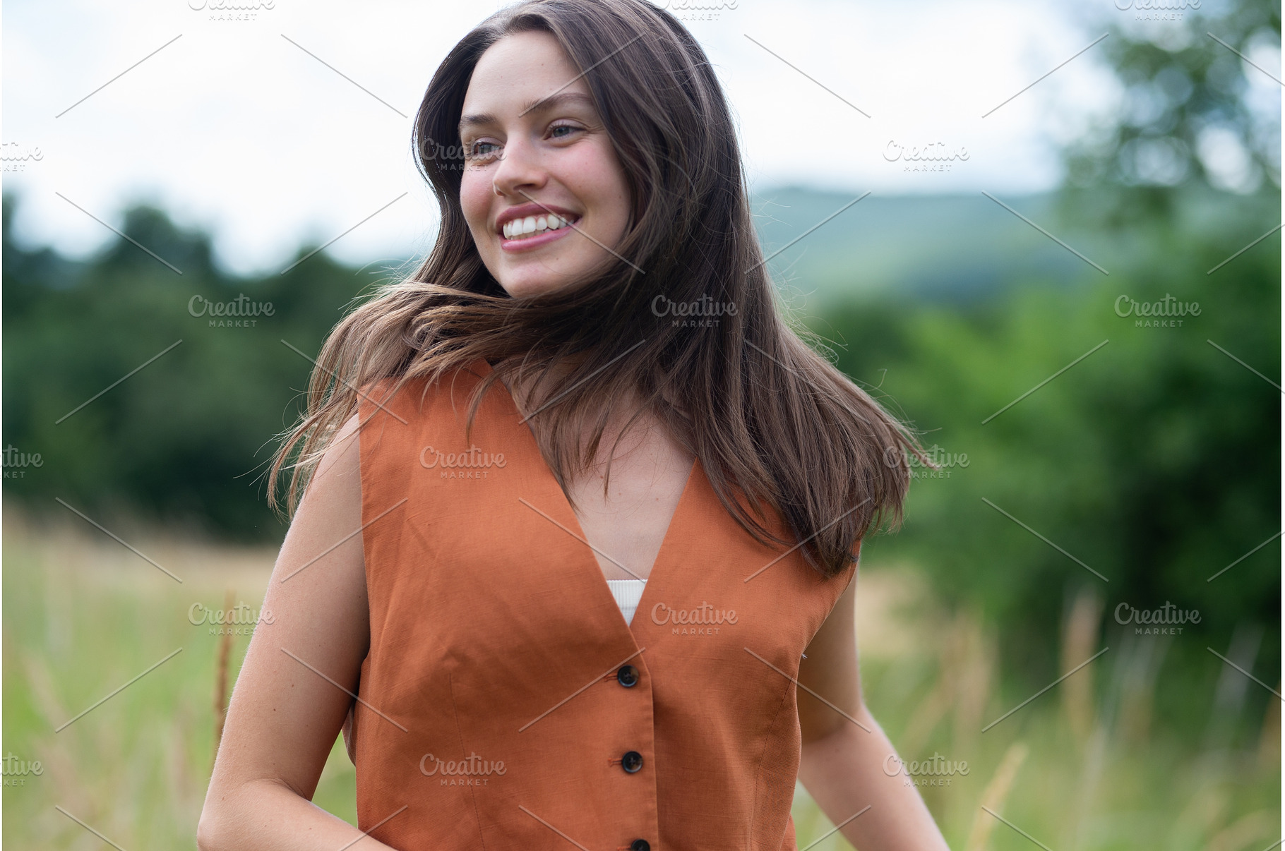 Young woman enjoying mindful walk in, a Person Photo by HalfPoint