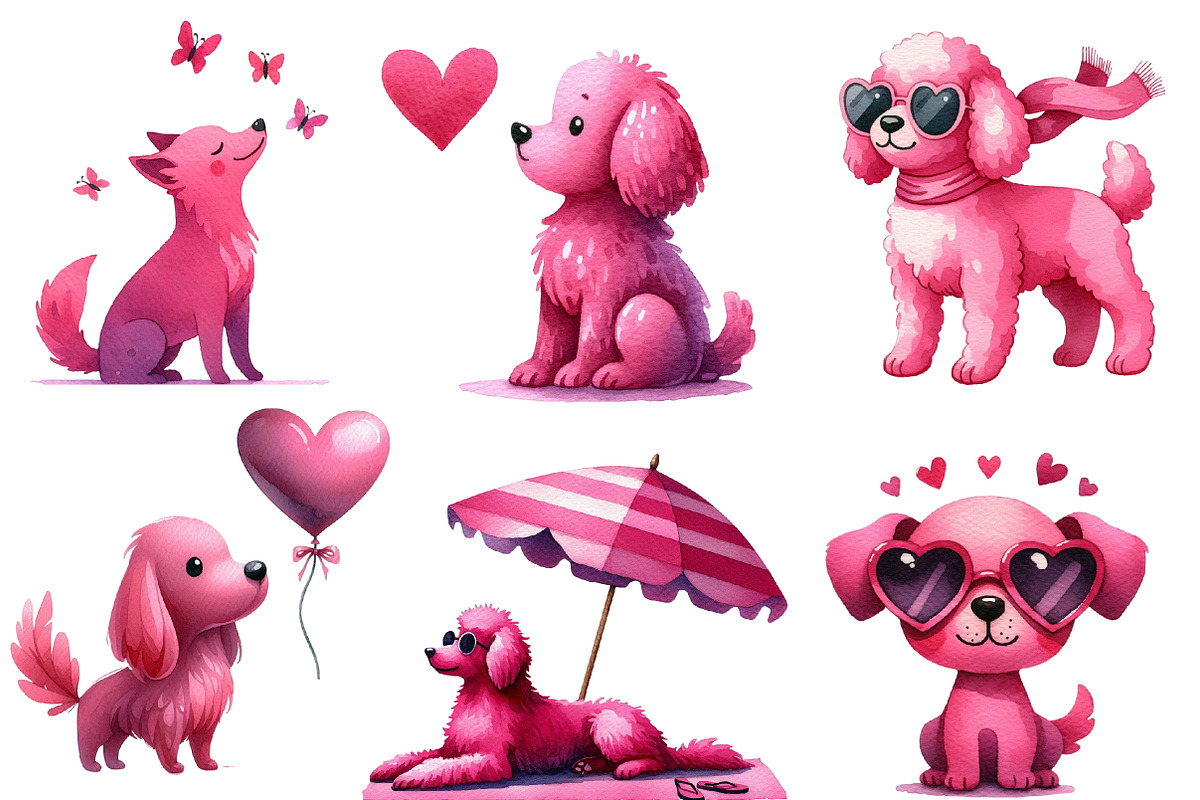 Dog Silhouette Love Summer Clipart, an Illustration by Designworld (Photo 2 of 6)