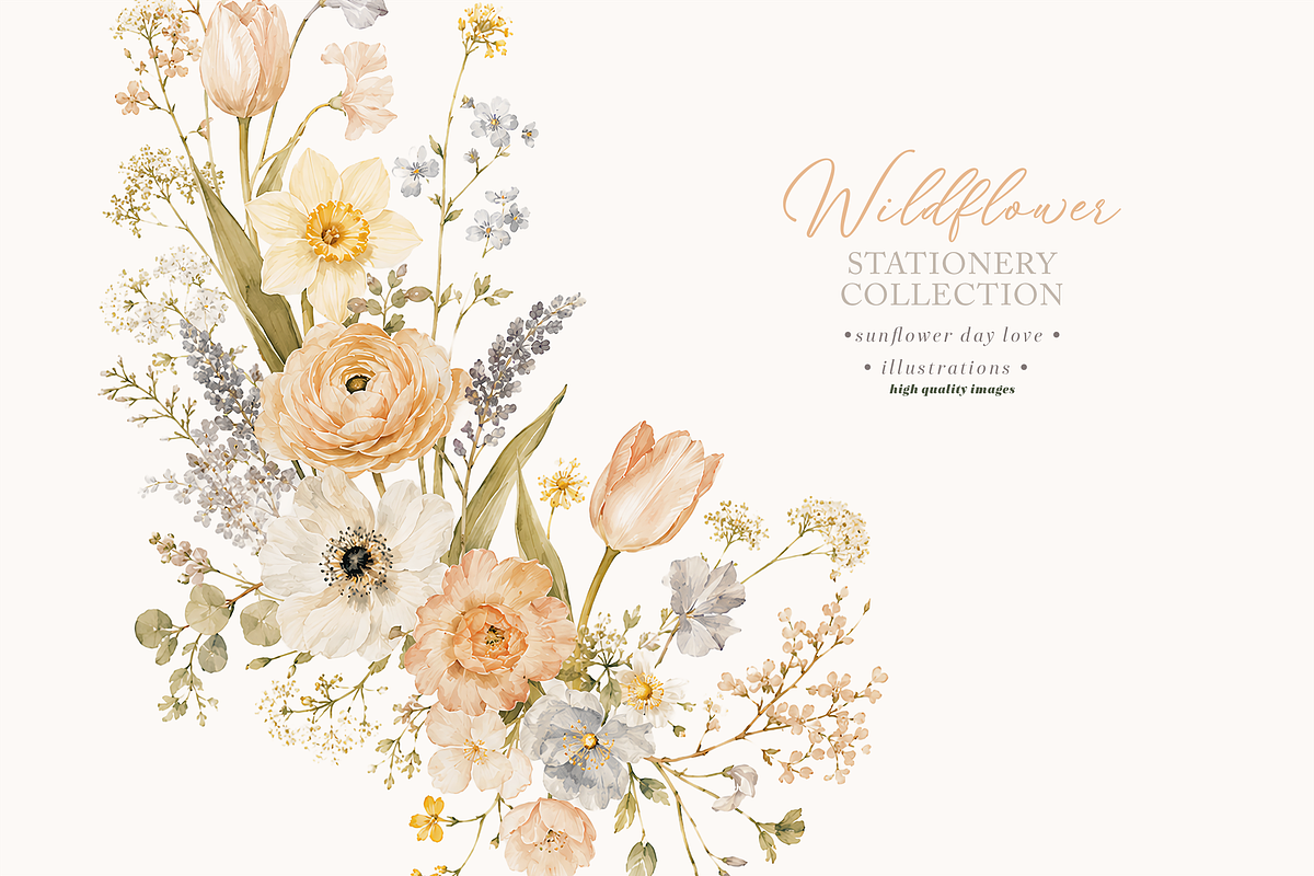Wildflower Floral Frame Clipart, a Decorative Illustration by Sunflower Day Love (Photo 1 of 4)