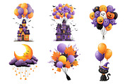 Whimsical Halloween Balloon Clipart, a Seasonal Illustration by Creative Art (Thumbnail 6 of 7)