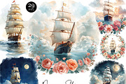 Watercolor Dream Ships Clipart, a Transportation Illustration by Design Scotch (Thumbnail 1 of 8)