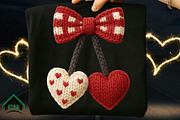 Knitted Bow with Double Hearts Png, an Illustration by Craft Nest (Thumbnail 5 of 6)
