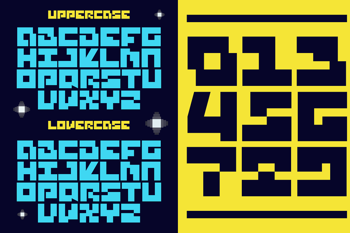Pixbit - A Geometric Display Pixel, a Sans Serif Font by Marvadesign (Photo 4 of 7)