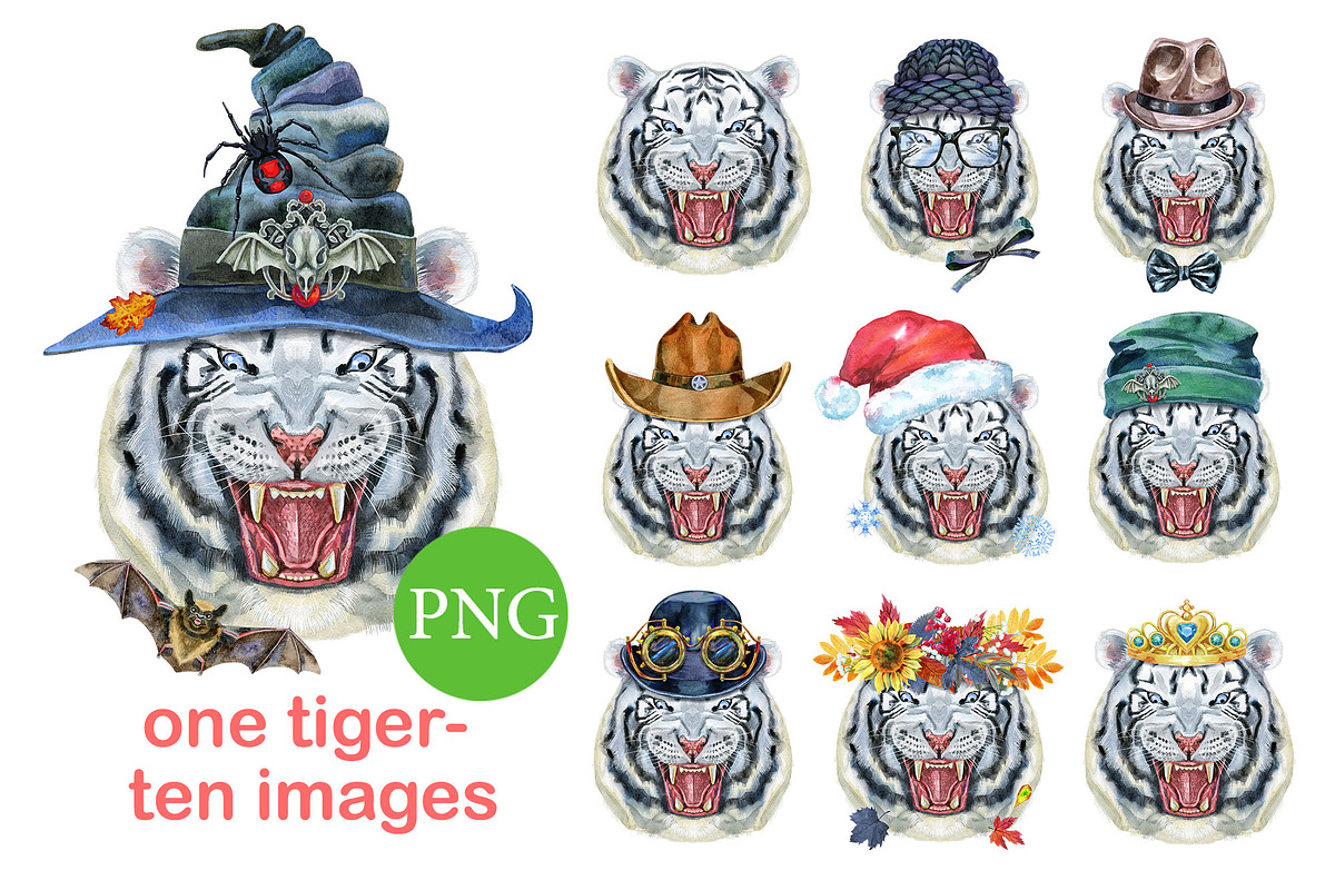 Cute watercolor tigers, an Animal Illustration by Watercolor fantasy (Photo 6 of 6)