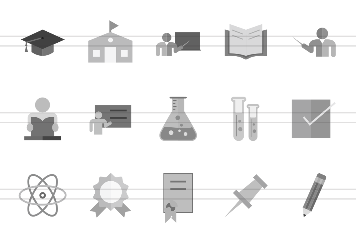 50 Academics Greyscale Icons preview 2