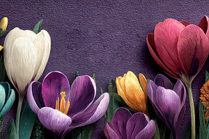 Colorful Spring Flowers Illustration with Daffodil Tulip Crocus, a Nature Photo by José Manuel Gelpi