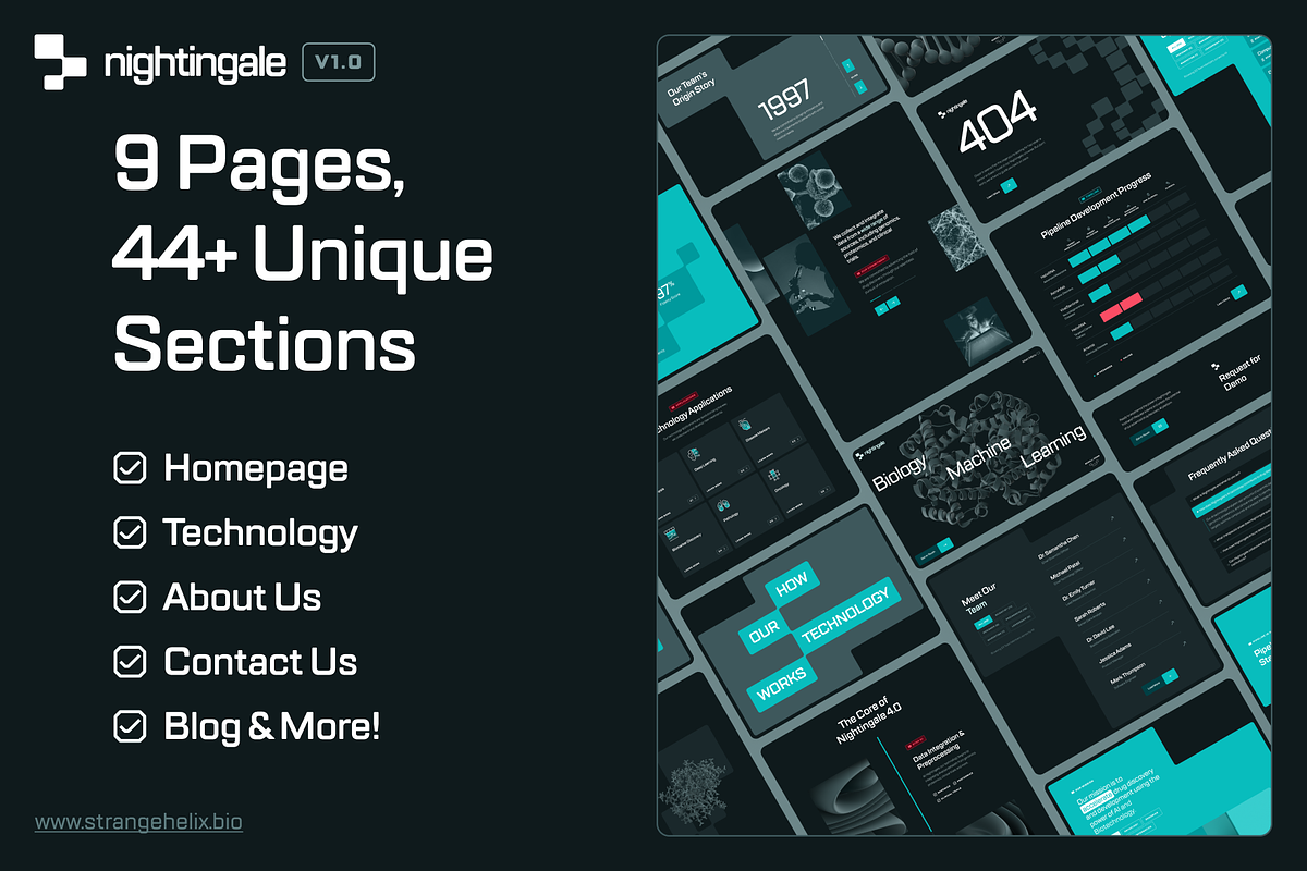 SH nightingale: Biotech AI Website, a Landing Page Template by strangehelix.bio (Photo 6 of 12)