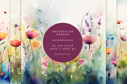 Watercolor Meadow, a Background Graphic by PeDe Designs