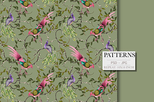 Pheasant, Exotic Birds Pattern