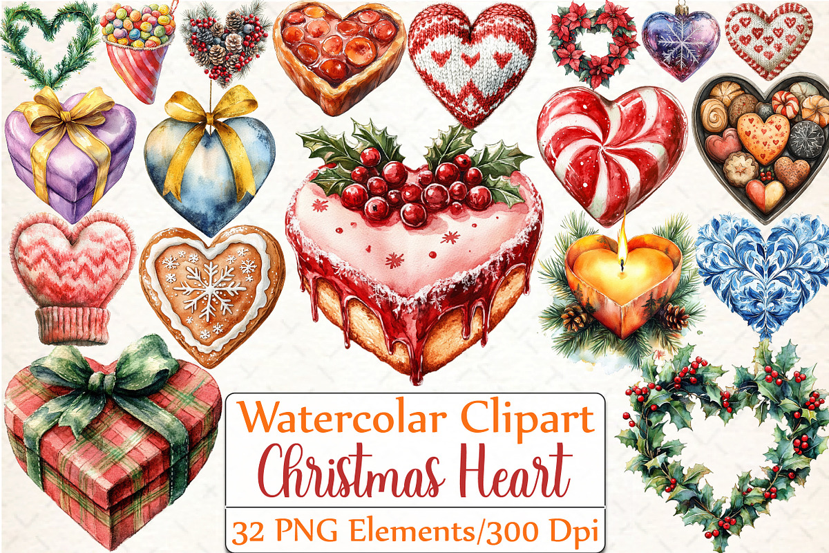 Grateful Heart Christmas Clipart, an Illustration by DreamCafeArt (Photo 1 of 5)