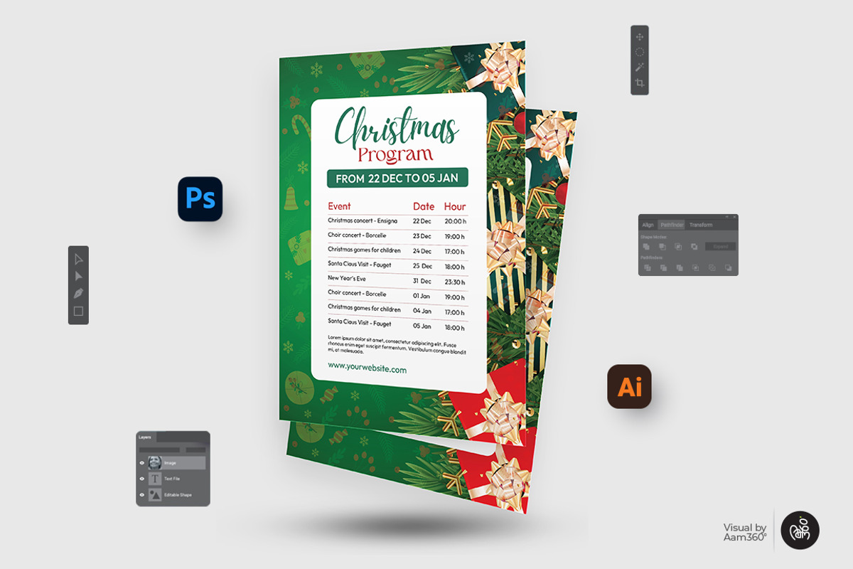 Christmas Program Schedule Flyer, a Flyer Template by Aam360 (Photo 2 of 3)