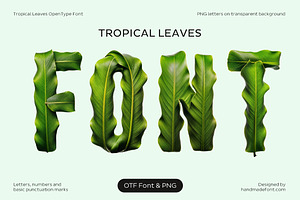 Tropical Leaves Font, a Sans Serif Font by Handmadefont