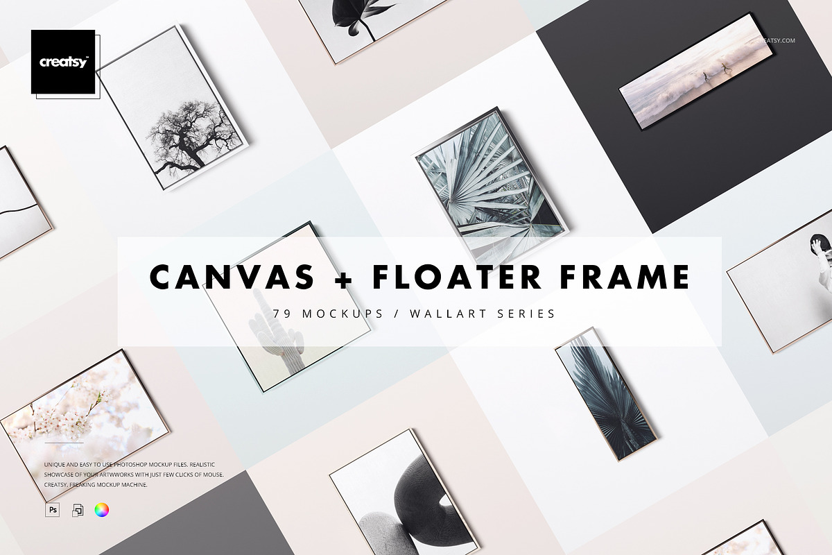 Canvas in Floater Frame Mockup Set, a Poster Template by creatsy5 (Photo 1 of 15)