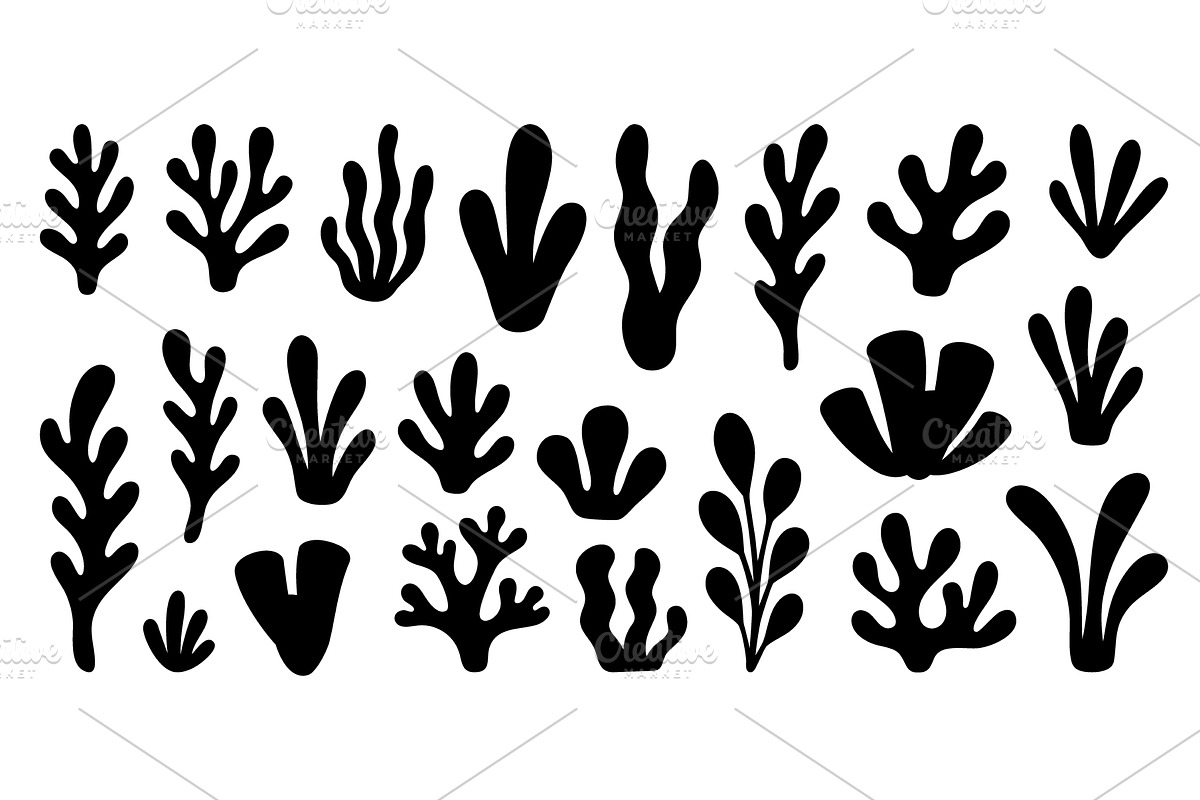 Silhouette set of corals, and plants, an Animal Illustration by GraphiShop