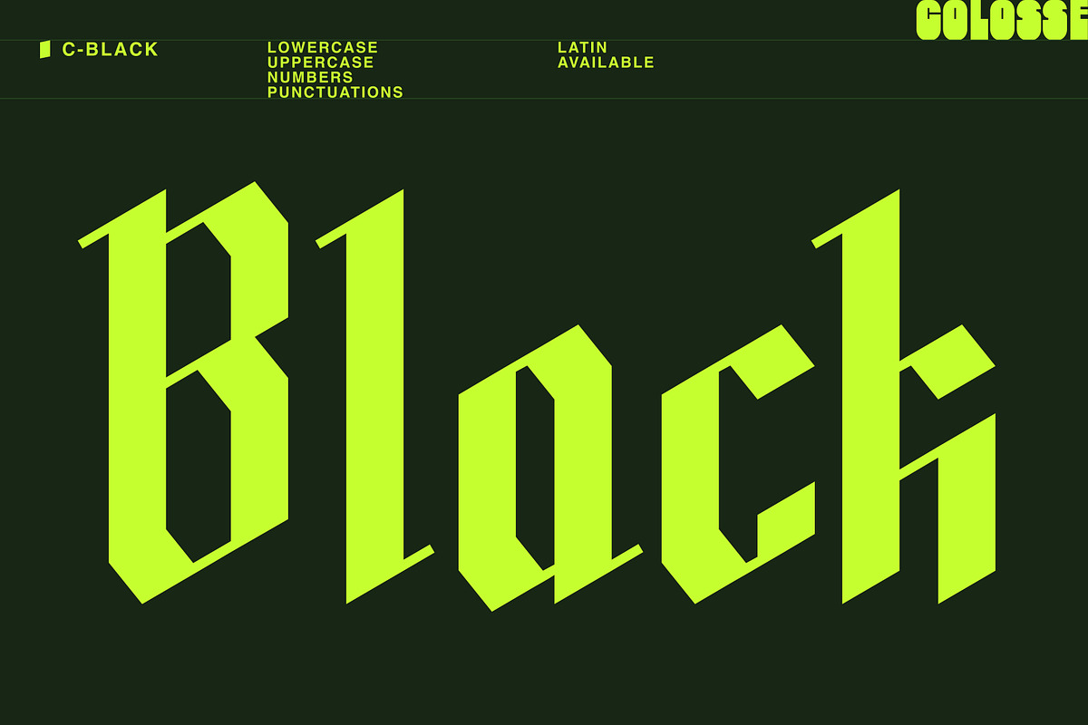 c-black display type, a Blackletter Font by Colosse Foundry (Photo 1 of 8)