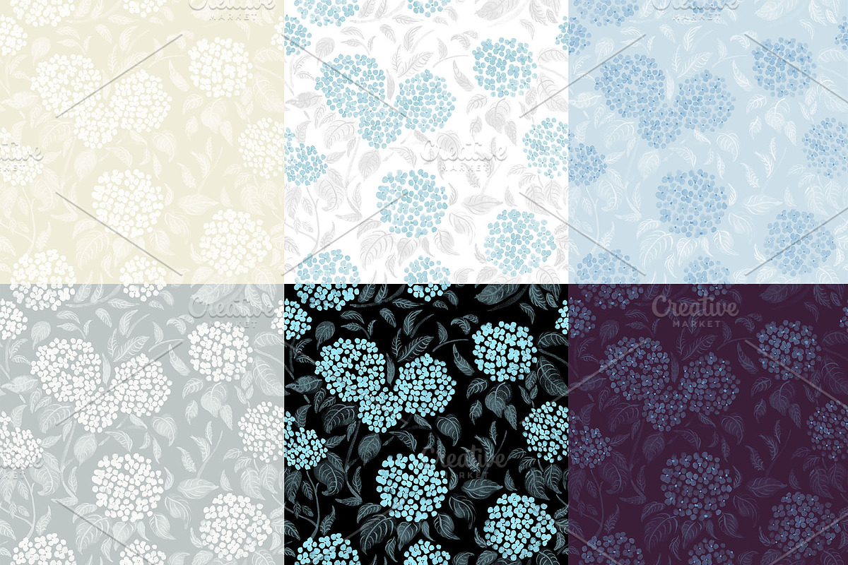 Hydrangea Pattern Collection, a Pattern Graphic by Note And Silence (Photo 2 of 7)