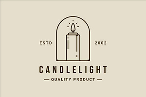 Candle Logo Line Art Vector Simple