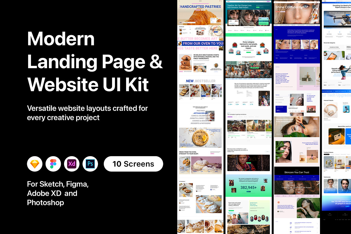 Modern Landing Page & Website UI Kit, an UI Kit Template by flr.24 (Photo 1 of 2)