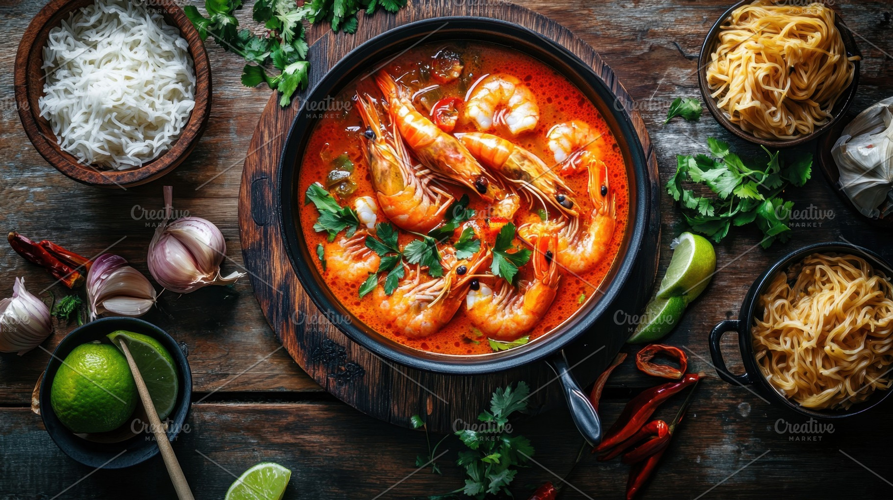Shrimp with noodles and rice, a Photo by Beautiful things