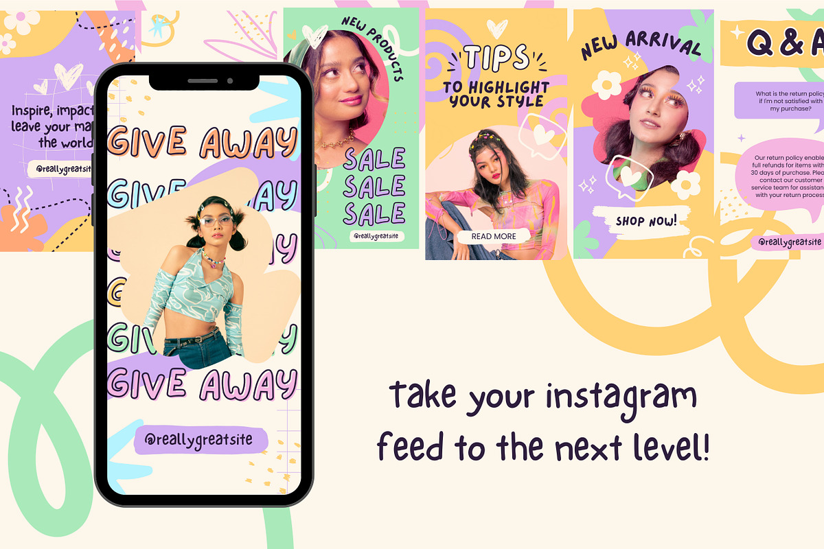 150 Pastel IG Story Canva Template, a Templates & Theme by ...