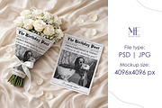 Wedding Newspaper Mockup with Bouque, a Mockup by Mie Mockup Studio (Thumbnail 5 of 8)
