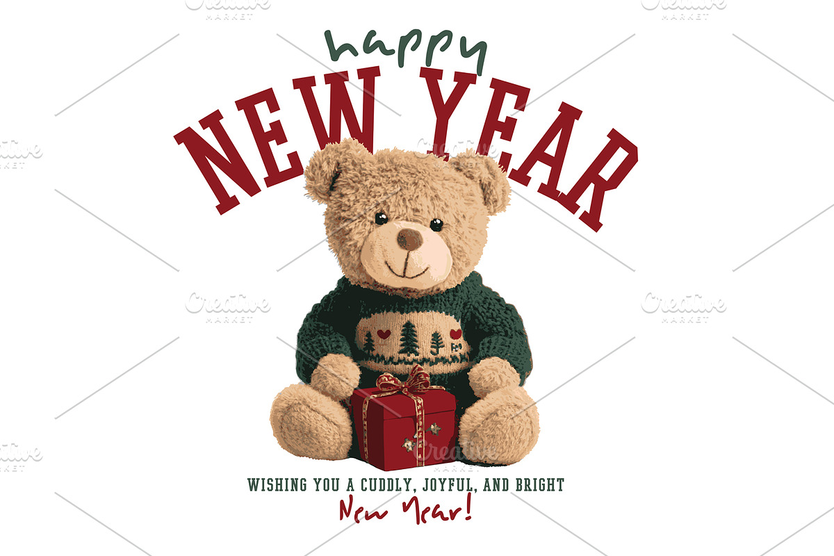 New Year Bear. Christmas teddy bear., an Animal Illustration by StudioLondon (Photo 2 of 3)