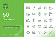 50 Disasters Green & Black Icons, an Icon by IconBunny (Thumbnail 1 of 2)