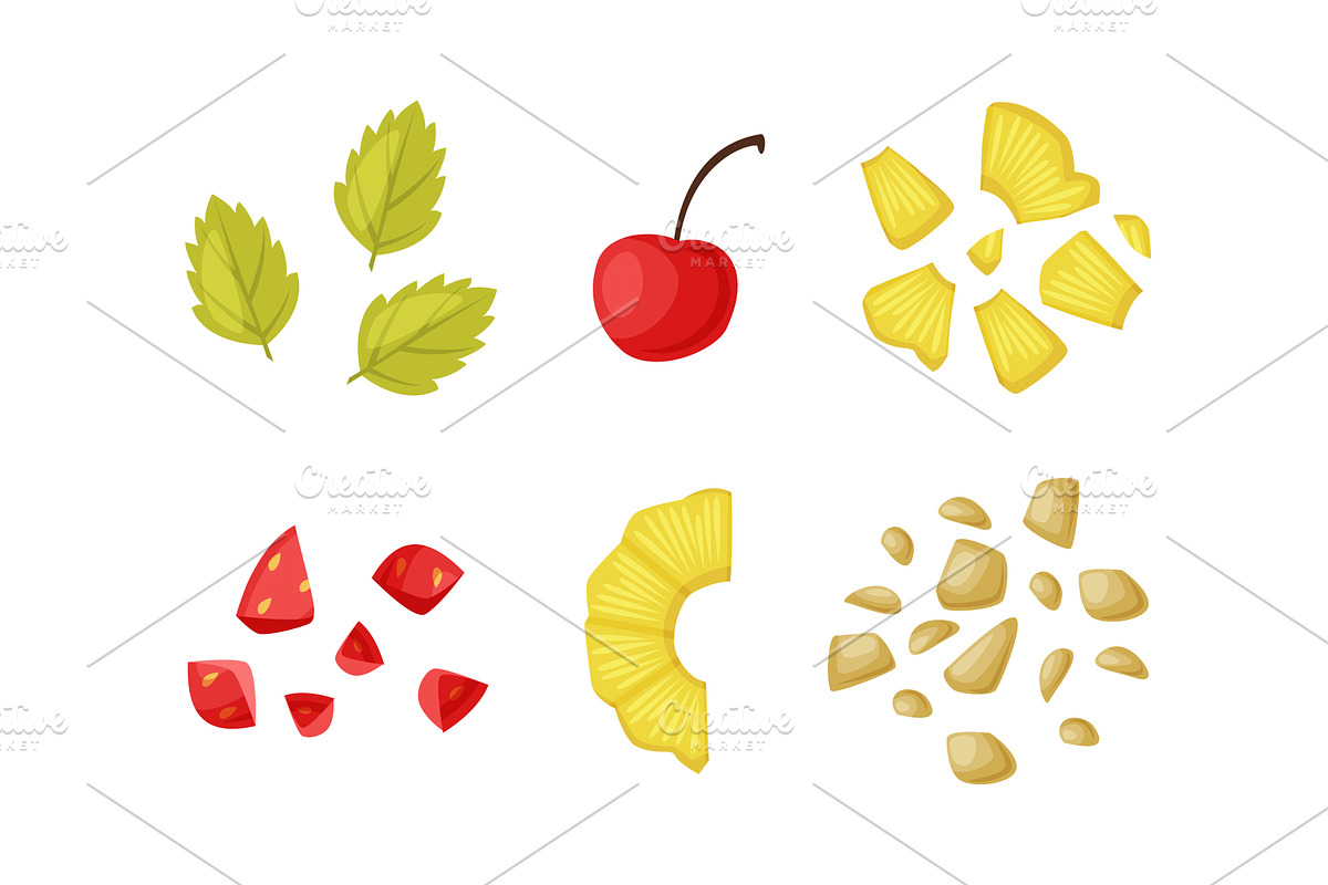 Ice Cream Parts with Mint Leaf, a Food Illustration by TopVectors