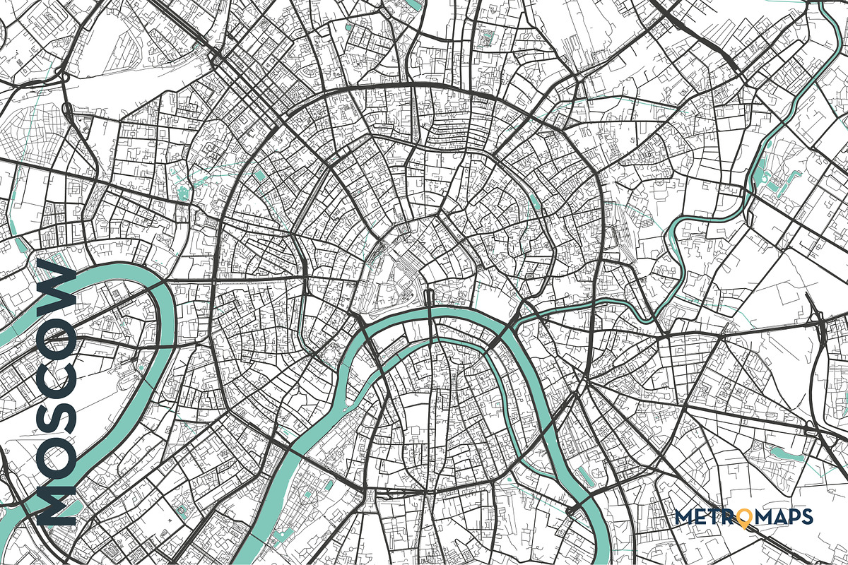 MAP SET - Black/Turquoise - 15 Maps, a Graphic by MetroMaps (Photo 11 of 16)