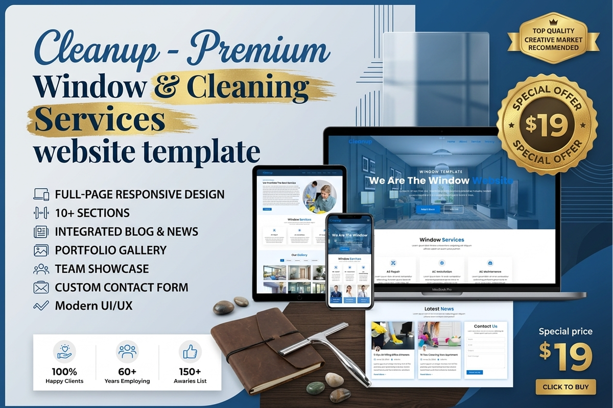 Window Cleaning Services HTML Theme, a HTML Template by Themeplaza (Photo 1 of 6)