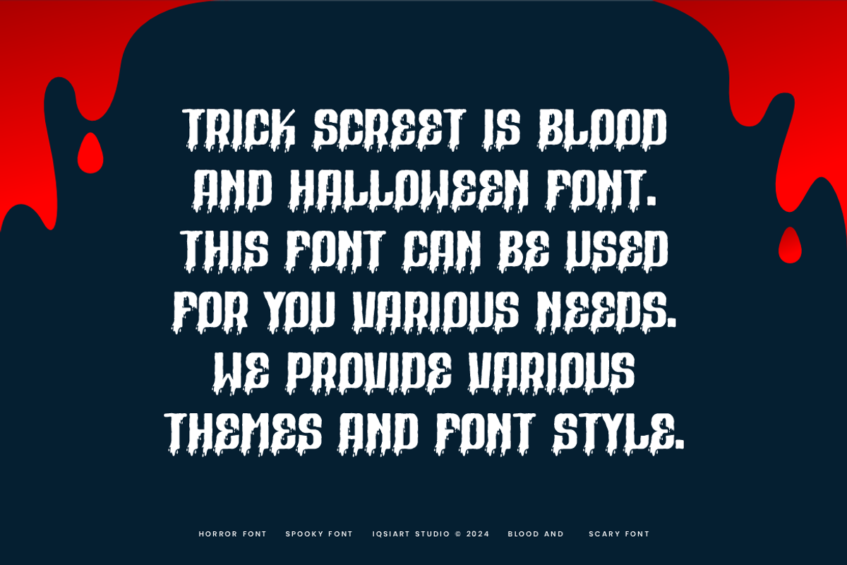 Trick Screet - Halloween Font, a Sans Serif Font by Iqsiart Studio (Photo 6 of 6)