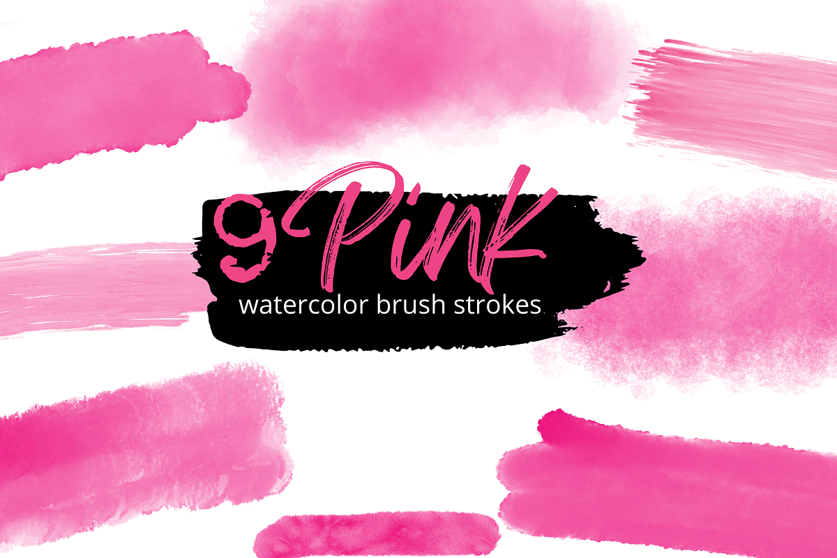 Pink Watercolor Brush Strokes Bundle, an Illustration by Sabrina Schleiger Design (Photo 2 of 4)