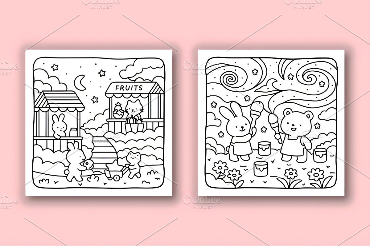 Dreamy Fuzzy Cute Coloring Pages, an Animal Illustration by Design Station (Photo 3 of 4)