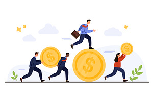 Business People Chasing And Running, a Finance Illustration by Flashvector