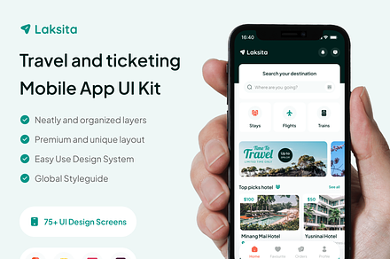Laksita - Travel Apps UI KIT, an App Template by Vektora Studio
