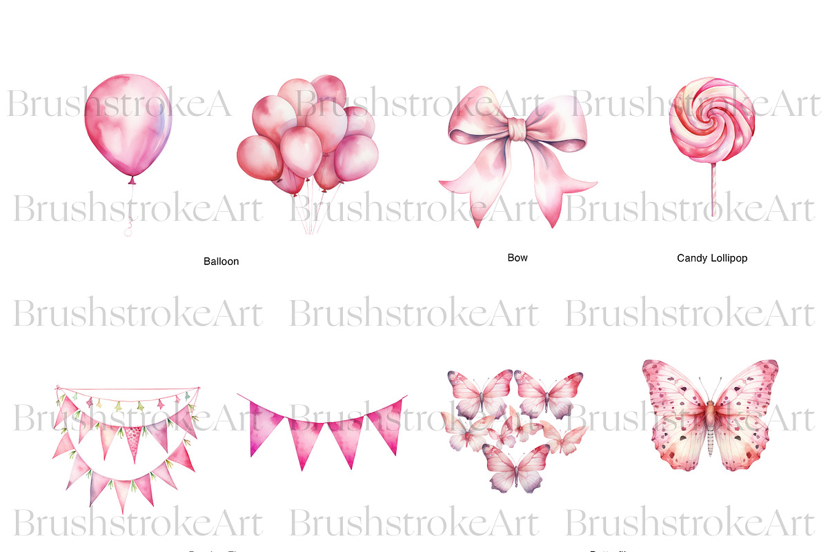 Pink Baby Shower Clipart, Baby Girl, a Decorative Illustration by BrushstrokeArtGB (Photo 5 of 9)