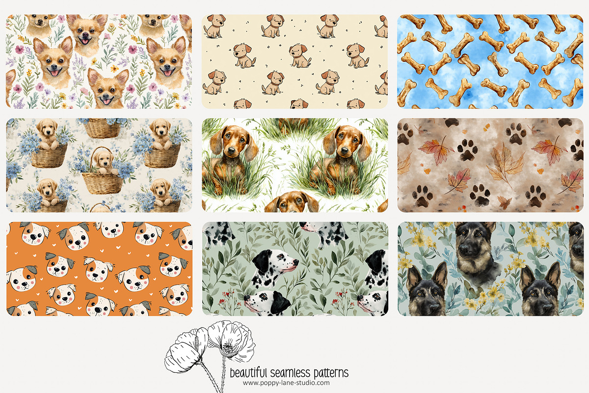 80 dog seamless pattern, a Pattern Graphic by Poppy Lane Studio (Photo 8 of 11)