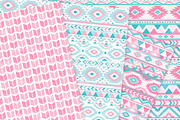 Pink & Teal Aztec Digital Paper, a Pattern Graphic by Avenie Digital (Thumbnail 2 of 4)