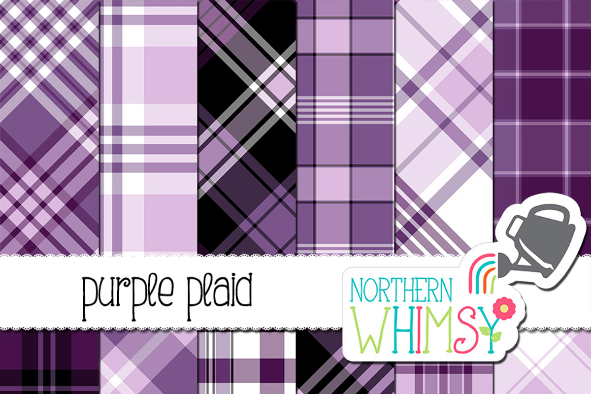 Purple Plaid Patterns, a Pattern Graphic by Northern Whimsy Design